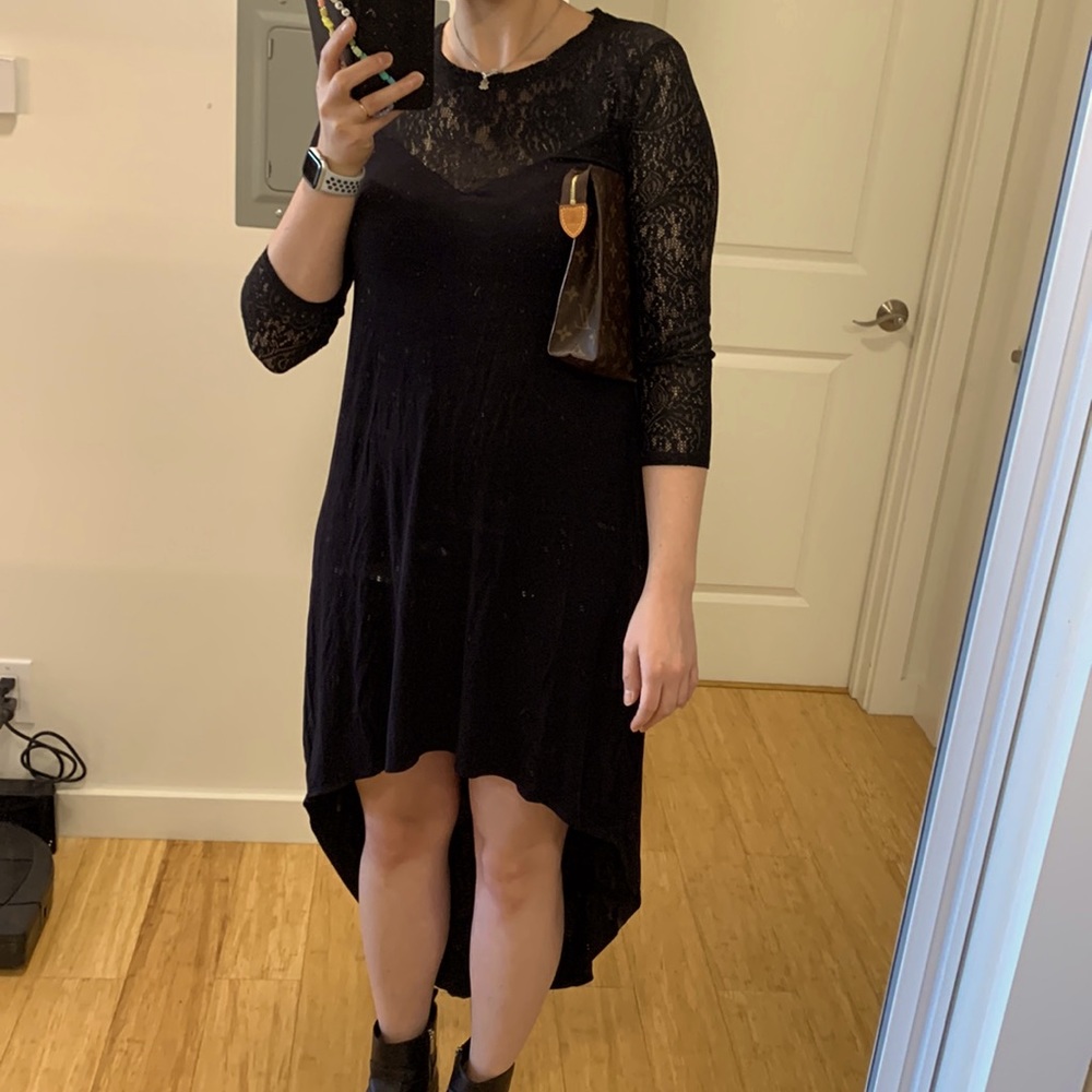BCBG black asymmetric dress - Like new